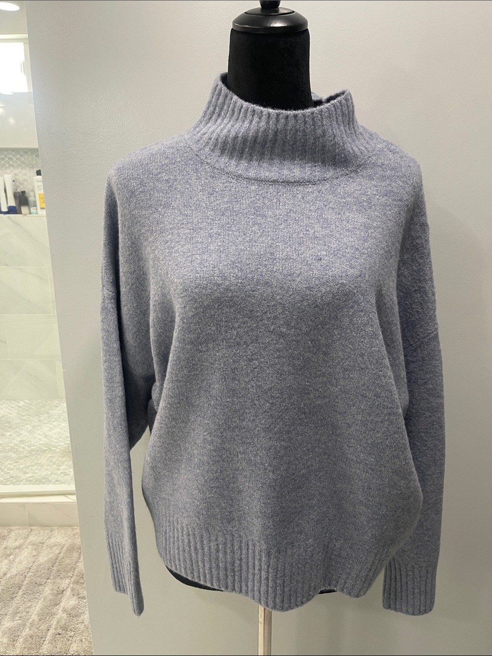 For The Republic Heather Gray Mock Neck Sweater